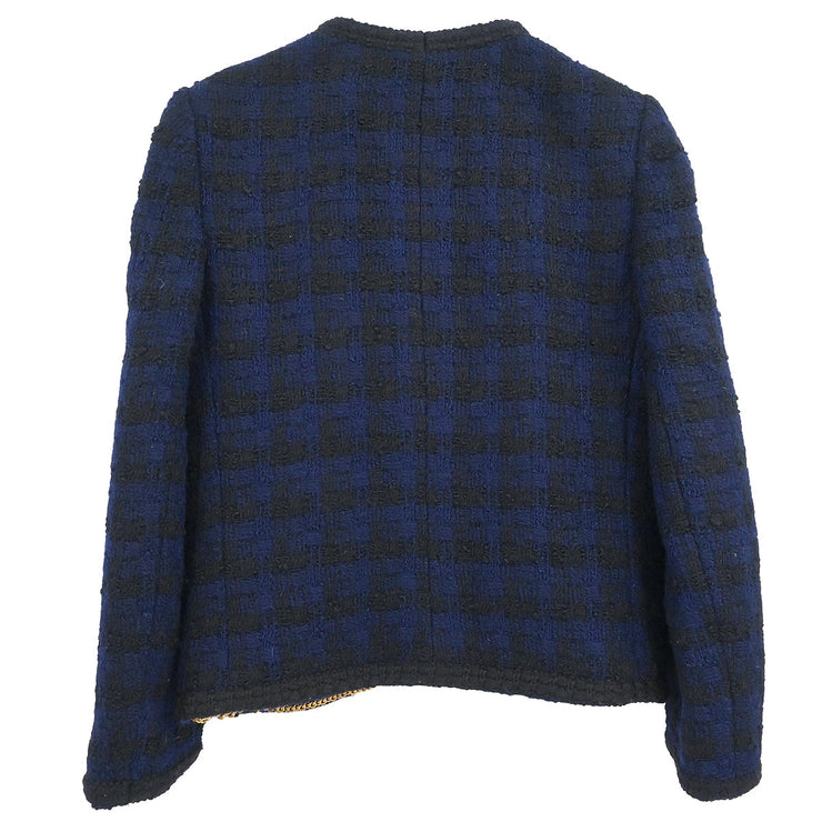 Chanel Single Breasted Collarless Jacket Navy #36