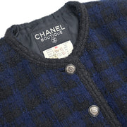 Chanel Single Breasted Collarless Jacket Navy #36