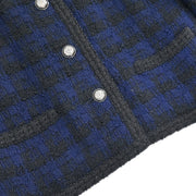 Chanel Single Breasted Collarless Jacket Navy #36