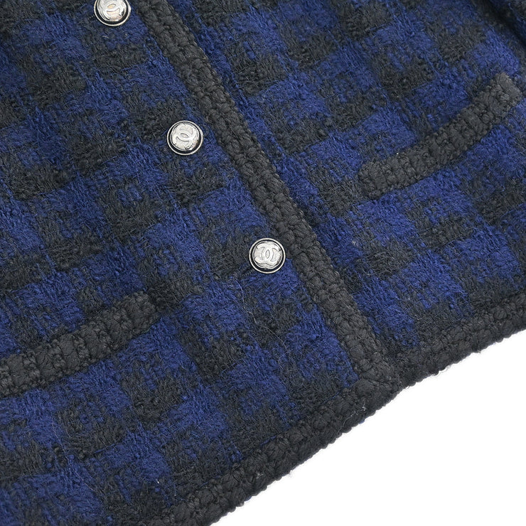 Chanel Single Breasted Collarless Jacket Navy #36