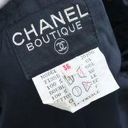 Chanel Single Breasted Collarless Jacket Navy #36