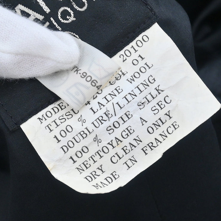 Chanel Single Breasted Collarless Jacket Navy #36