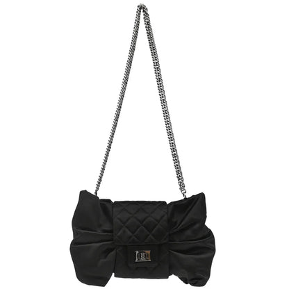 Chanel 2006-2008 Black Satin Bow Shoulder Bag