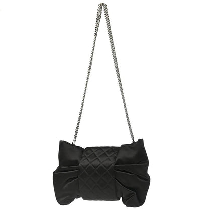 Chanel 2006-2008 Black Satin Bow Shoulder Bag