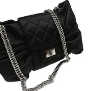 Chanel 2006-2008 Black Satin Bow Shoulder Bag