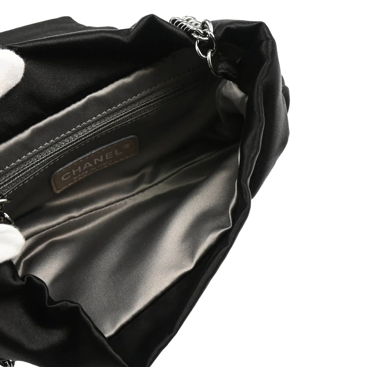 Chanel 2006-2008 Black Satin Bow Shoulder Bag