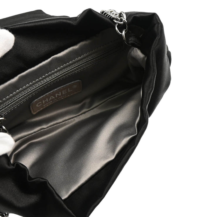 Chanel 2006-2008 Black Satin Bow Shoulder Bag