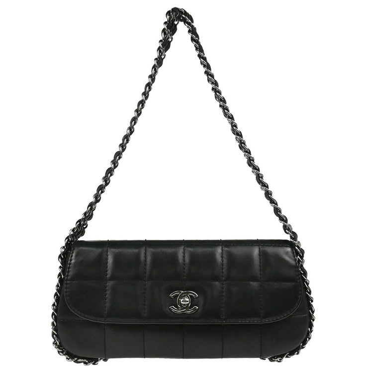 Chanel 2003-2004 Black Lambskin Choco Bar Handbag