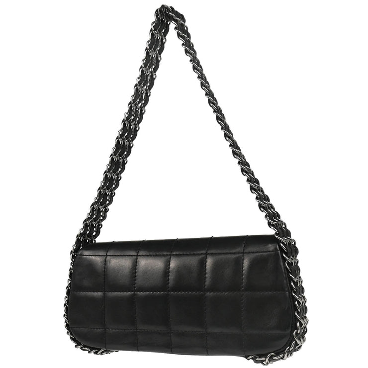 Chanel 2003-2004 Black Lambskin Choco Bar Handbag
