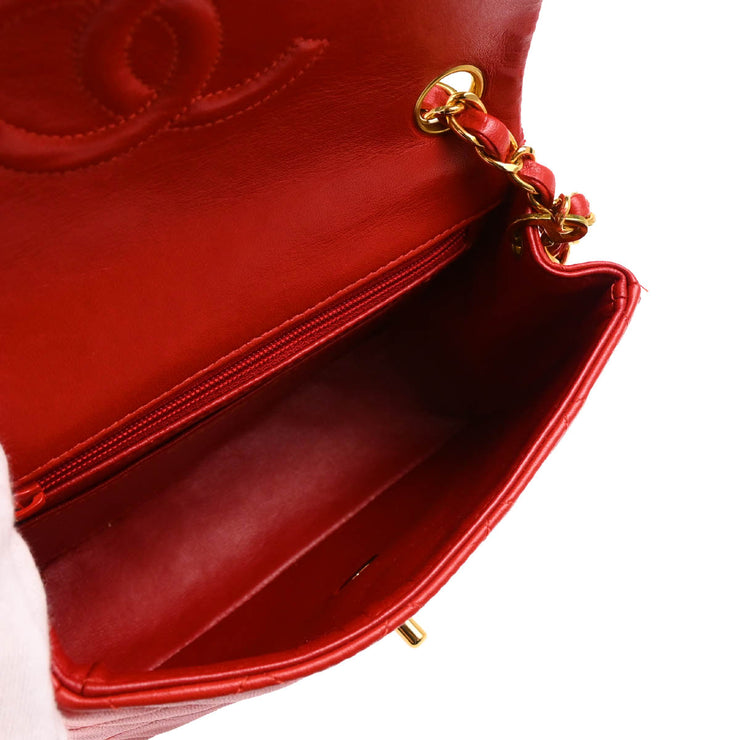 Chanel 1997-1999 Red Lambskin Mini Classic Square Flap Shoulder Bag 17