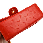 Chanel 1997-1999 Red Lambskin Mini Classic Square Flap Shoulder Bag 17
