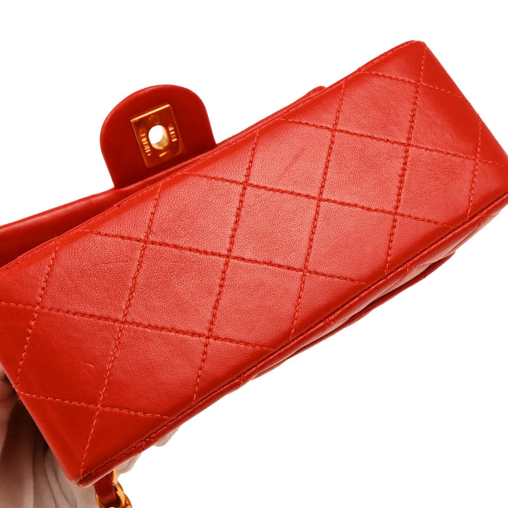 Chanel 1997-1999 Red Lambskin Mini Classic Square Flap Shoulder Bag 17