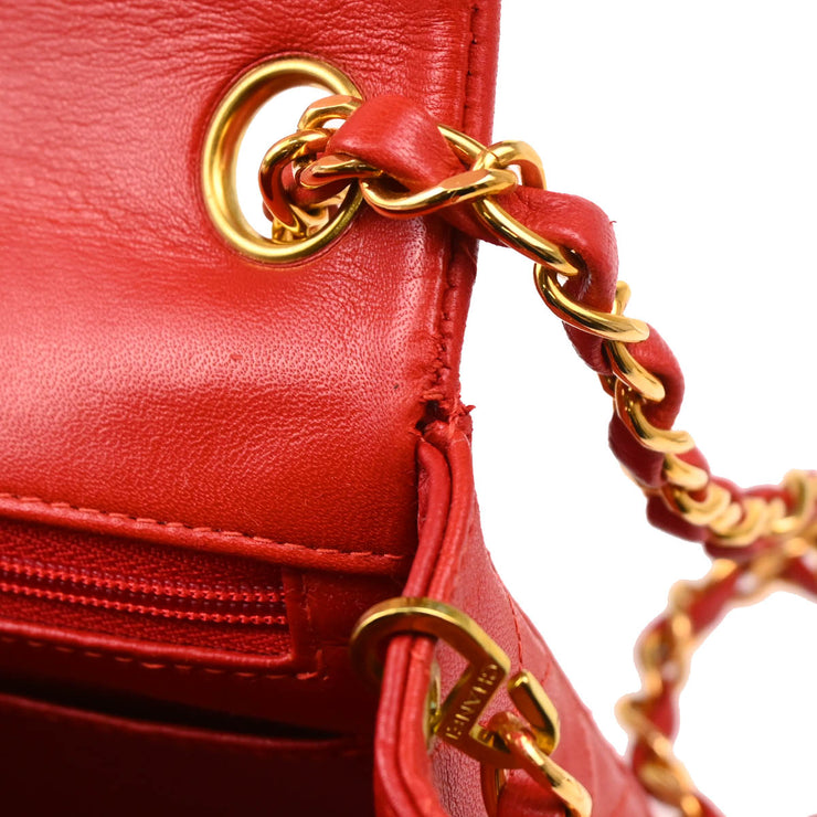 Chanel 1997-1999 Red Lambskin Mini Classic Square Flap Shoulder Bag 17
