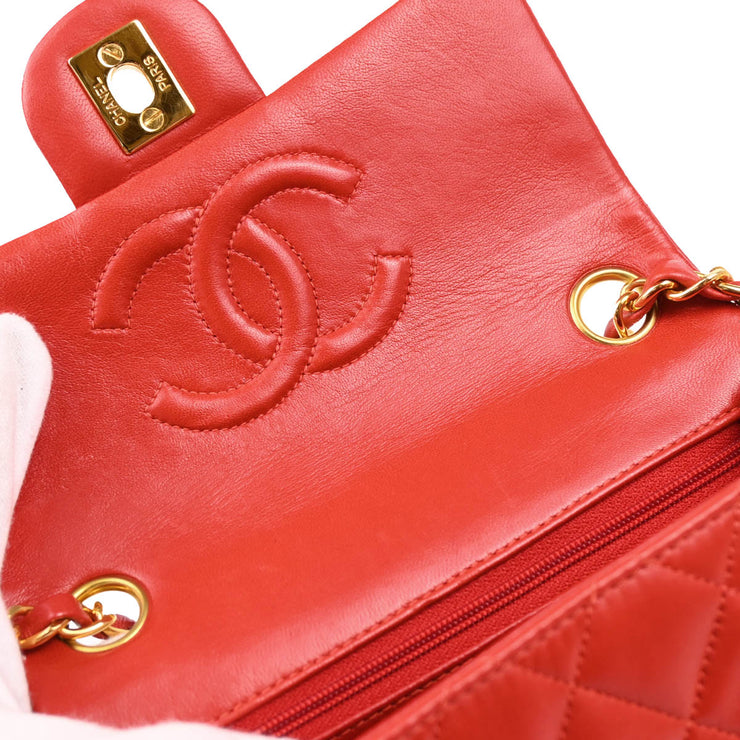 Chanel 1997-1999 Red Lambskin Mini Classic Square Flap Shoulder Bag 17