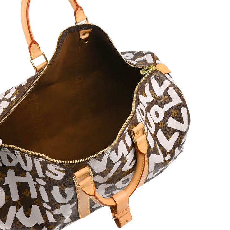 Louis Vuitton 2001 White Monogram Graffiti Keepall 50 Duffle Bag M92197