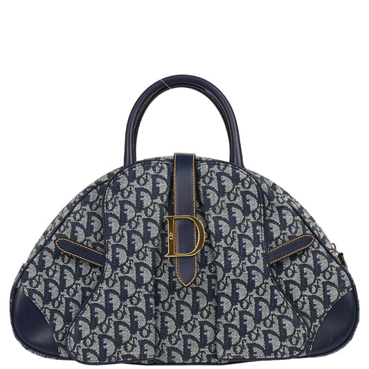 Christian Dior 2000 Navy Double Saddle Trotter Handbag