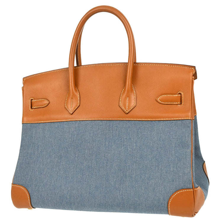 Hermes * 1998 Blue Denim Birkin 35 Handbag