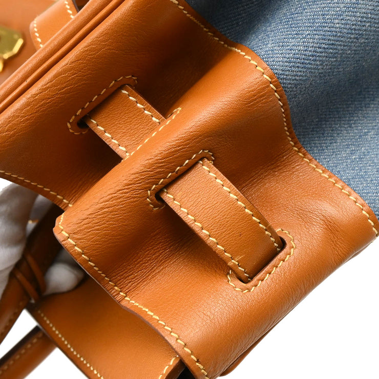 Hermes * 1998 Blue Denim Birkin 35 Handbag