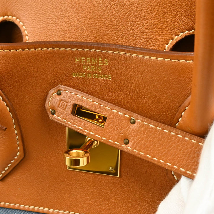 Hermes * 1998 Blue Denim Birkin 35 Handbag