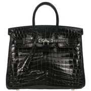 Hermes * 2005 Black Niloticus Crocodile Birkin 25 Handbag