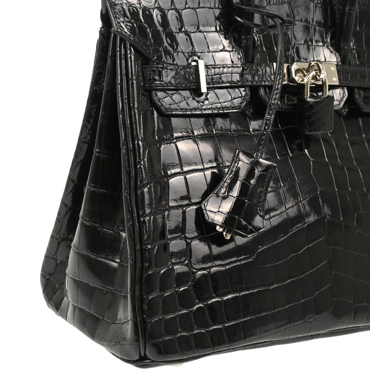 Hermes * 2005 Black Niloticus Crocodile Birkin 25 Handbag