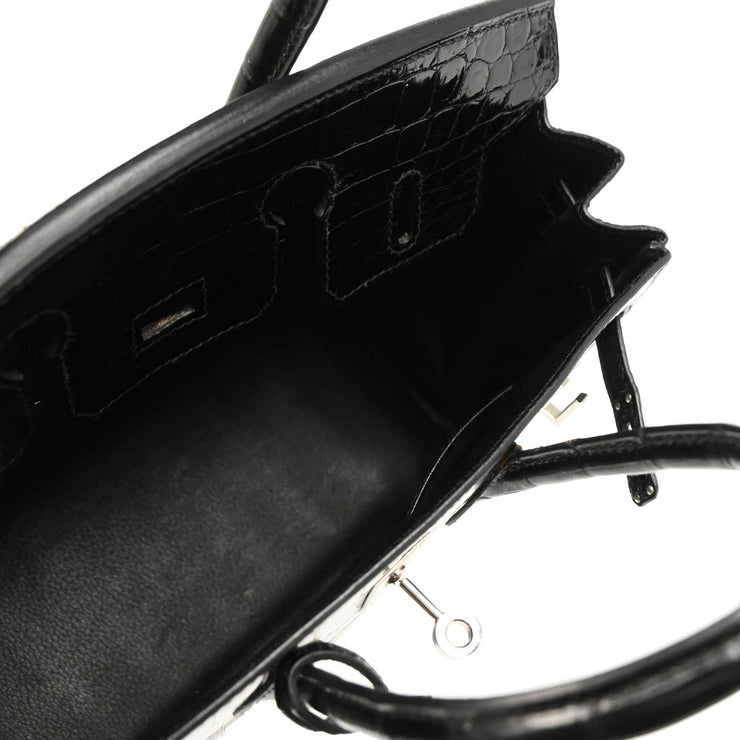Hermes * 2005 Black Niloticus Crocodile Birkin 25 Handbag