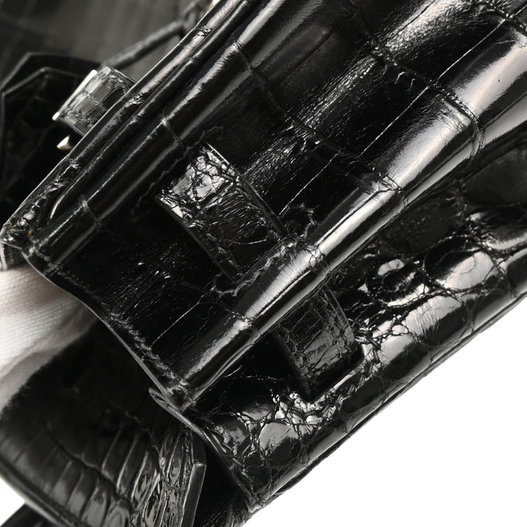 Hermes * 2005 Black Niloticus Crocodile Birkin 25 Handbag