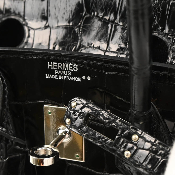 Hermes * 2005 Black Niloticus Crocodile Birkin 25 Handbag