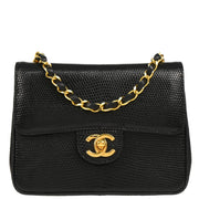 Chanel * 1989-1991 Black Lizard Shoulder Bag