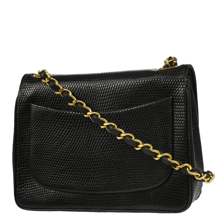 Chanel * 1989-1991 Black Lizard Shoulder Bag
