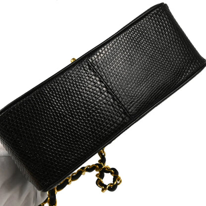 Chanel * 1989-1991 Black Lizard Shoulder Bag