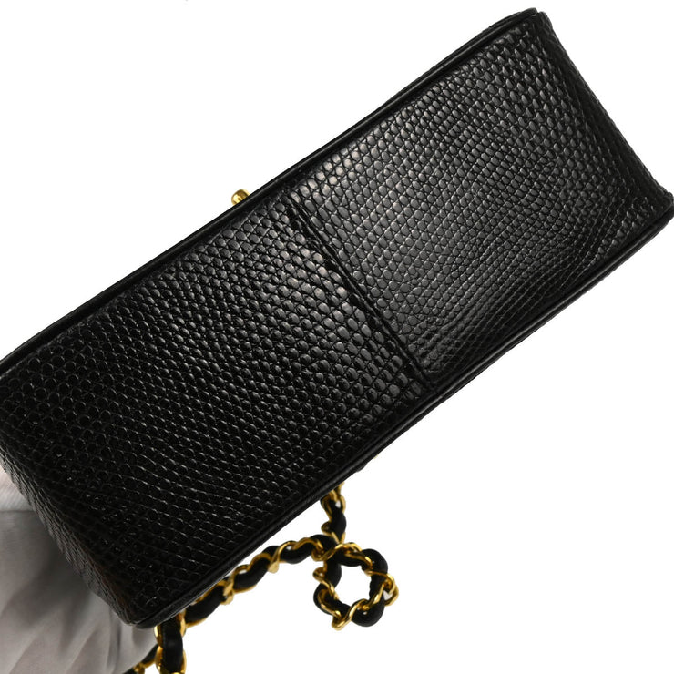 Chanel * 1989-1991 Black Lizard Shoulder Bag