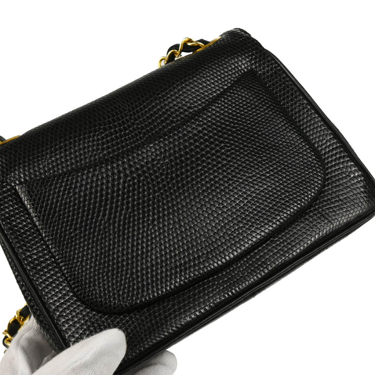 Chanel * 1989-1991 Black Lizard Shoulder Bag