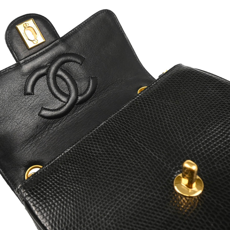 Chanel * 1989-1991 Black Lizard Shoulder Bag