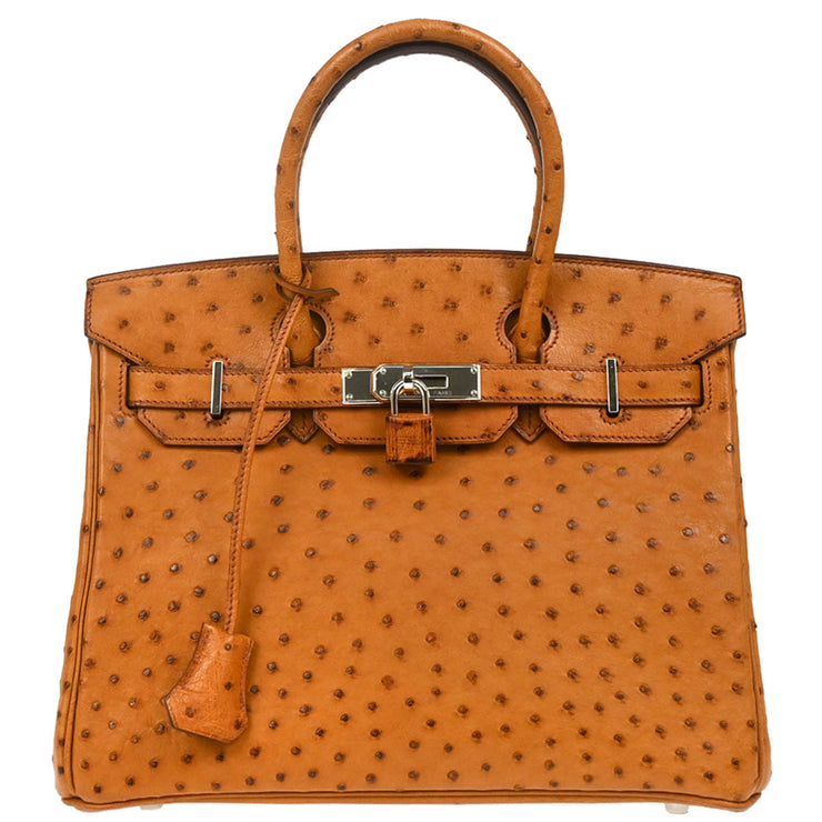 Hermes * 2008 Chestnut Ostrich Birkin 30 Handbag