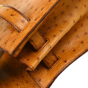 Hermes * 1987 Chestnut Ostrich Kelly 32 Sellier 2way Shoulder Handbag