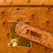 Hermes * 1987 Chestnut Ostrich Kelly 32 Sellier 2way Shoulder Handbag