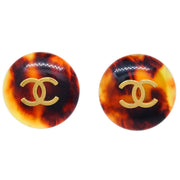 Chanel Brown Button Earrings Clip-On 97P