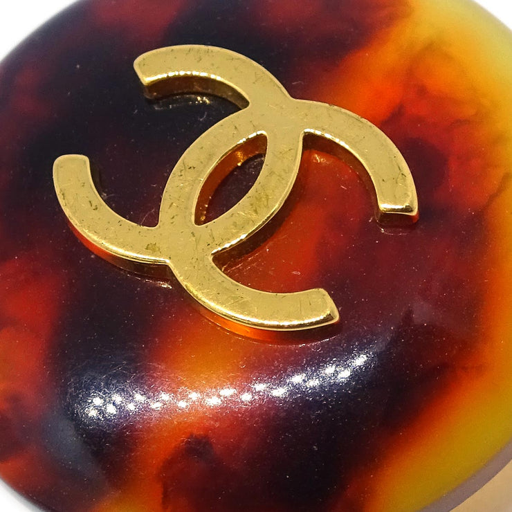 Chanel Brown Button Earrings Clip-On 97P