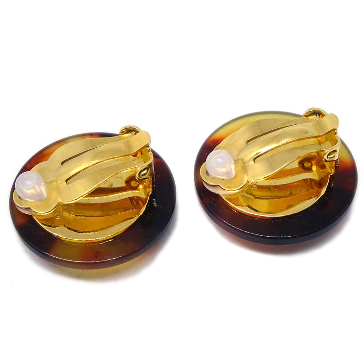 Chanel Brown Button Earrings Clip-On 97P