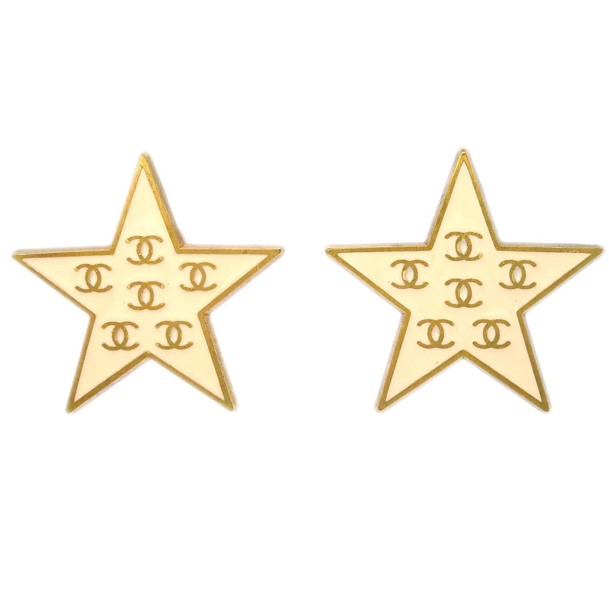 Chanel Star Earrings Clip-On White 01P
