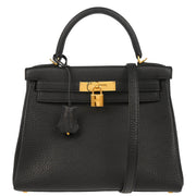 Hermes Black Togo Kelly 28 Retourne 2way Shoulder Handbag
