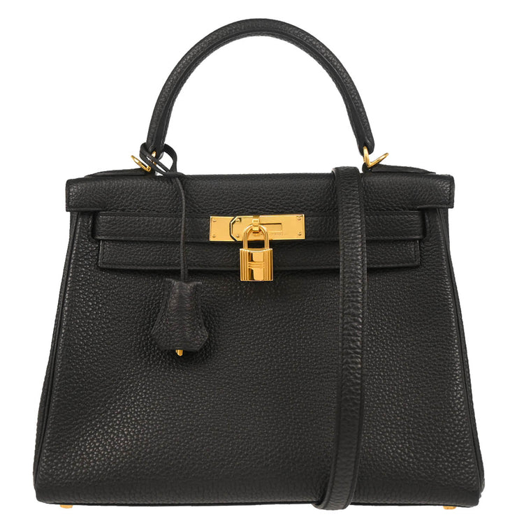 Hermes Black Togo Kelly 28 Retourne 2way Shoulder Handbag