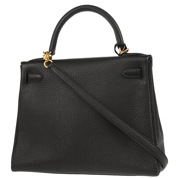 Hermes Black Togo Kelly 28 Retourne 2way Shoulder Handbag