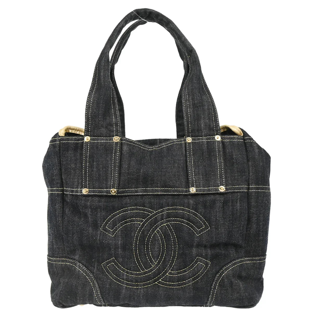 Chanel 2005-2006 Navy Sparkling Denim Tote Handbag
