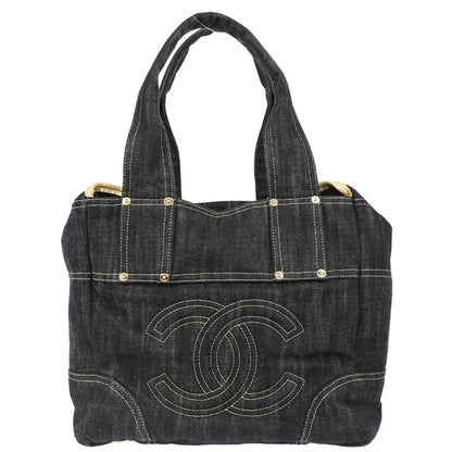 Chanel 2005-2006 Navy Sparkling Denim Tote Handbag