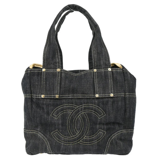 Chanel 2005-2006 Navy Sparkling Denim Tote Handbag