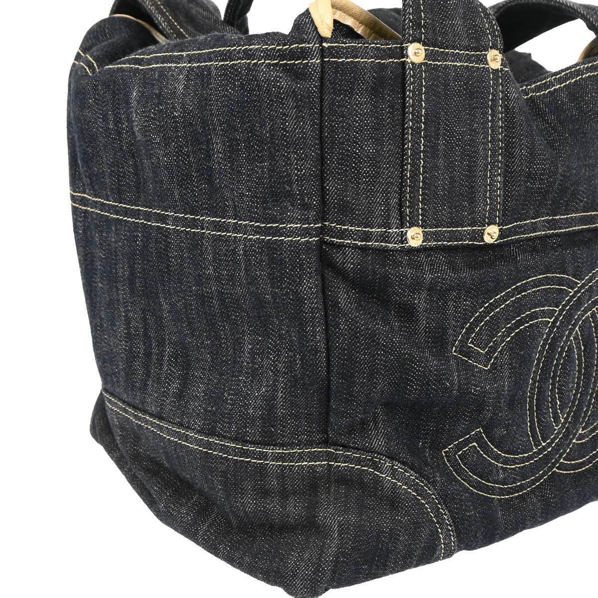 Chanel 2005-2006 Navy Sparkling Denim Tote Handbag
