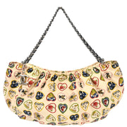 Chanel White Canvas Valentine Chain Handbag