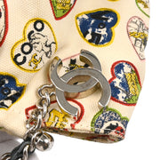 Chanel White Canvas Valentine Chain Handbag
